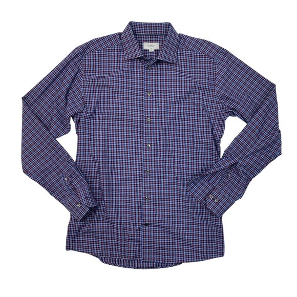 Eton Dress Shirt Mens XL Extra Large SLIM Fit Plaid Button Up Long Sleeve Cotton - Picture 1 of 15